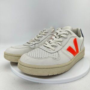 Veja V-10 Men Size 11.5 Extra White White Orange Logo Blue Casual Training Shoes
